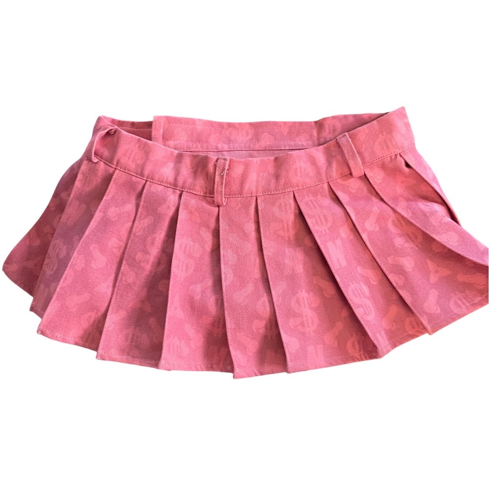 Namilia Dolls Kill Denim Skirt Pink Pleated Micro Mini Small, Punk - Picture 9 of 15